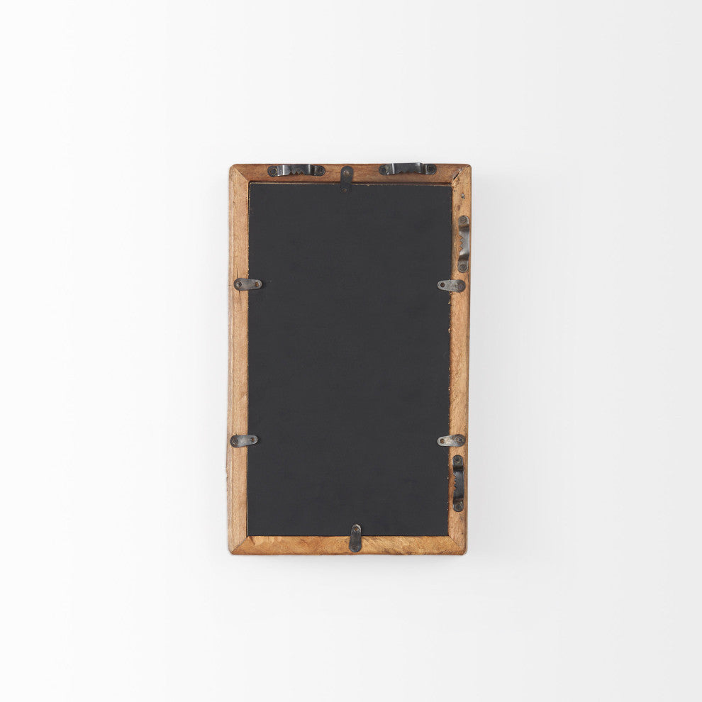 Gervaise Brown Solid Wood Frame Rectangular Wall Mirror, 12" x 7"