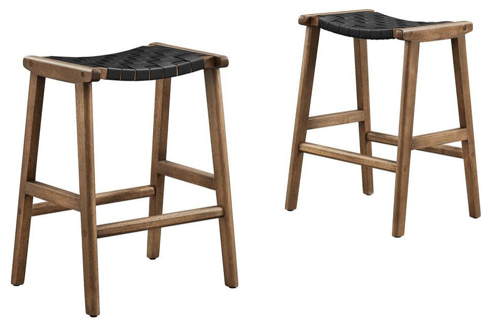 Saoirse Faux Leather Wood Counter Stool - Set of 2
