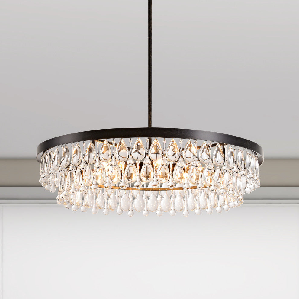 Catherine Antique Black Finish Crystal 6-light Chandelier