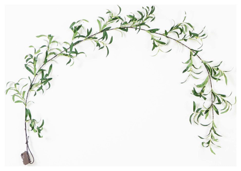 6.5ft. Lighted Artificial Olive Garland With 100 Warm White LED Lights