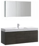 Valencia 60" Gray Oak Wall Hung Bathroom Vanity Set, Cabinet, Faucet FFT1030BN