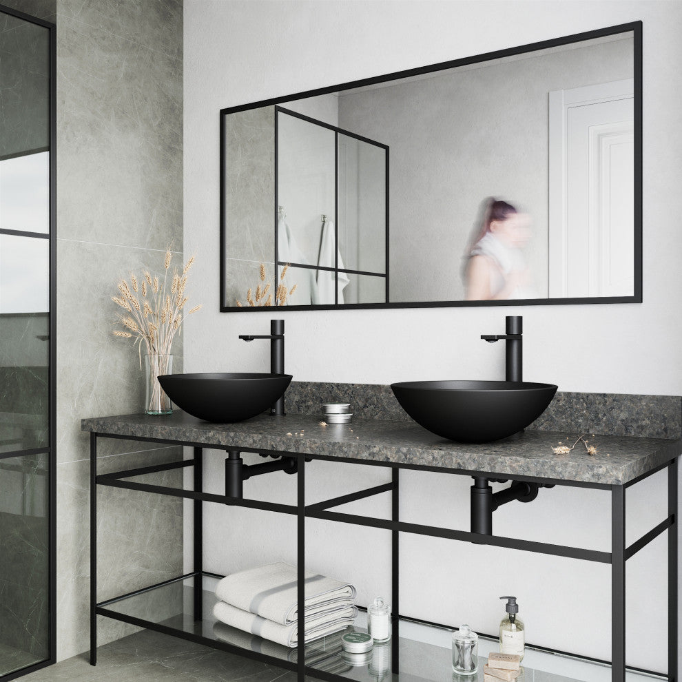 VIGO Gotham 12" H Single Handle Single Hole Bathroom Vessel Faucet, Matte Black