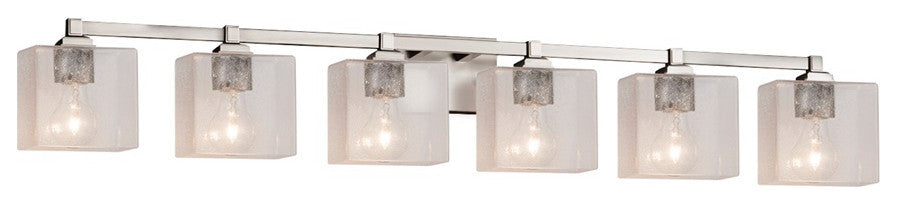 Regency 6-Light Bath Bar, Rectangle Shade, Brushed Nickel, Seeded, LED