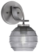 Cavella Wall Sconce, Graphite Finish, 6" Smoke Ribbed Glass