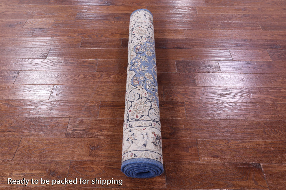 4' 2" X 6' 1" Persian Nain Wool & Silk Hand-Knotted Rug - Q13137