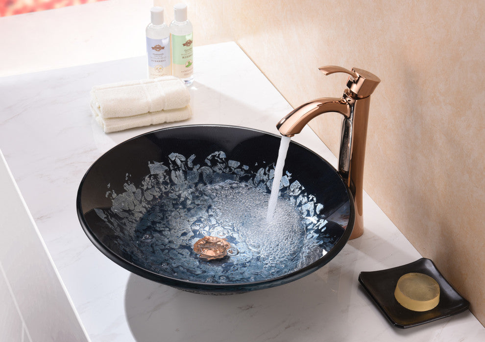 Chrona Series Vessel Sink, Silver Burst