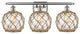Farmhouse 3-Light Bath Vanity-Light, Brushed Satin, Clear Glass With Brown Rope