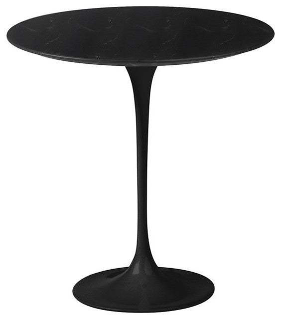 Tulip Side Table Marble Top, Black, 16"