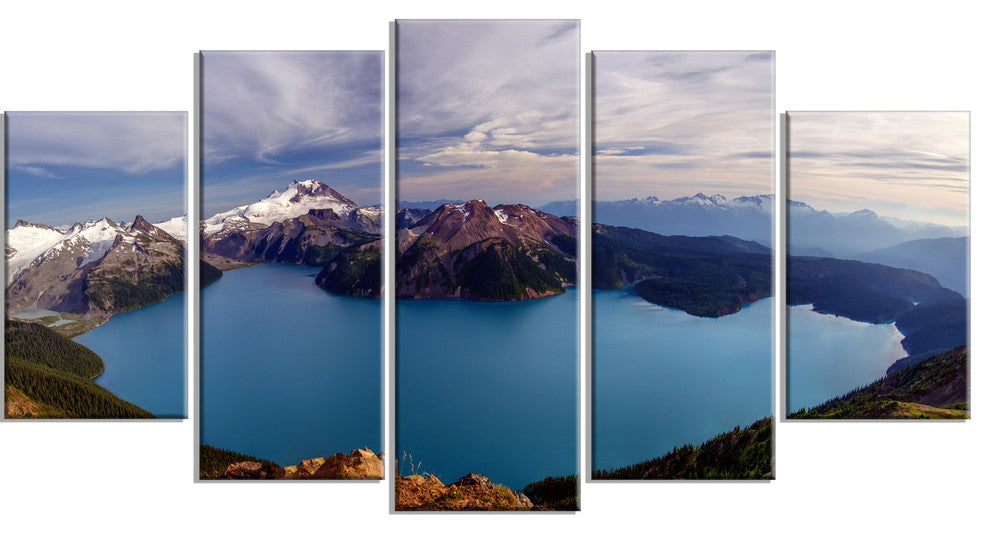 Clear Lake with Bright Sky, Landscape Canvas Print, 60"x32", 5 Panels