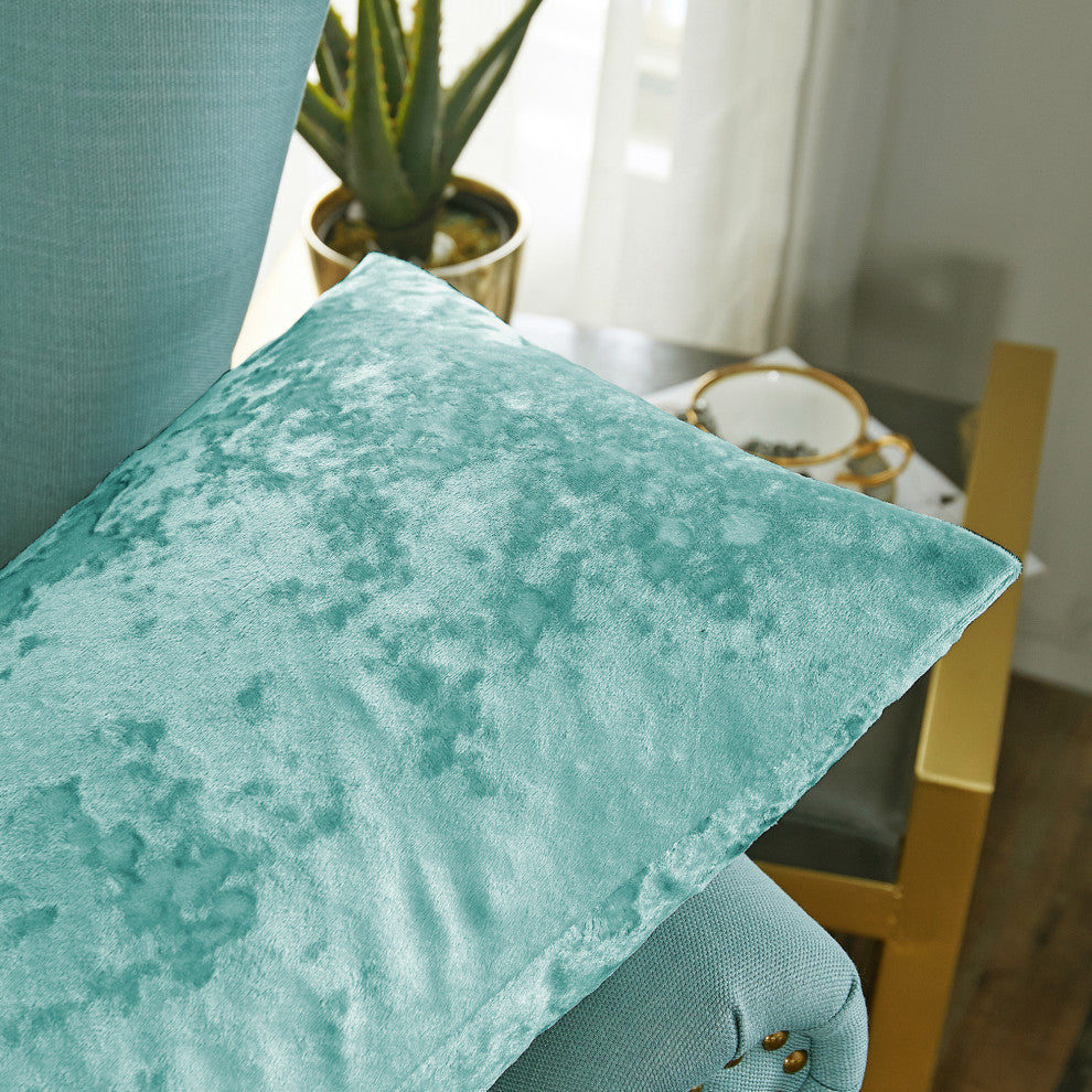 Crushed Velvet Pillow Cover 2 Piece Set, North Sea, 14" X 26"