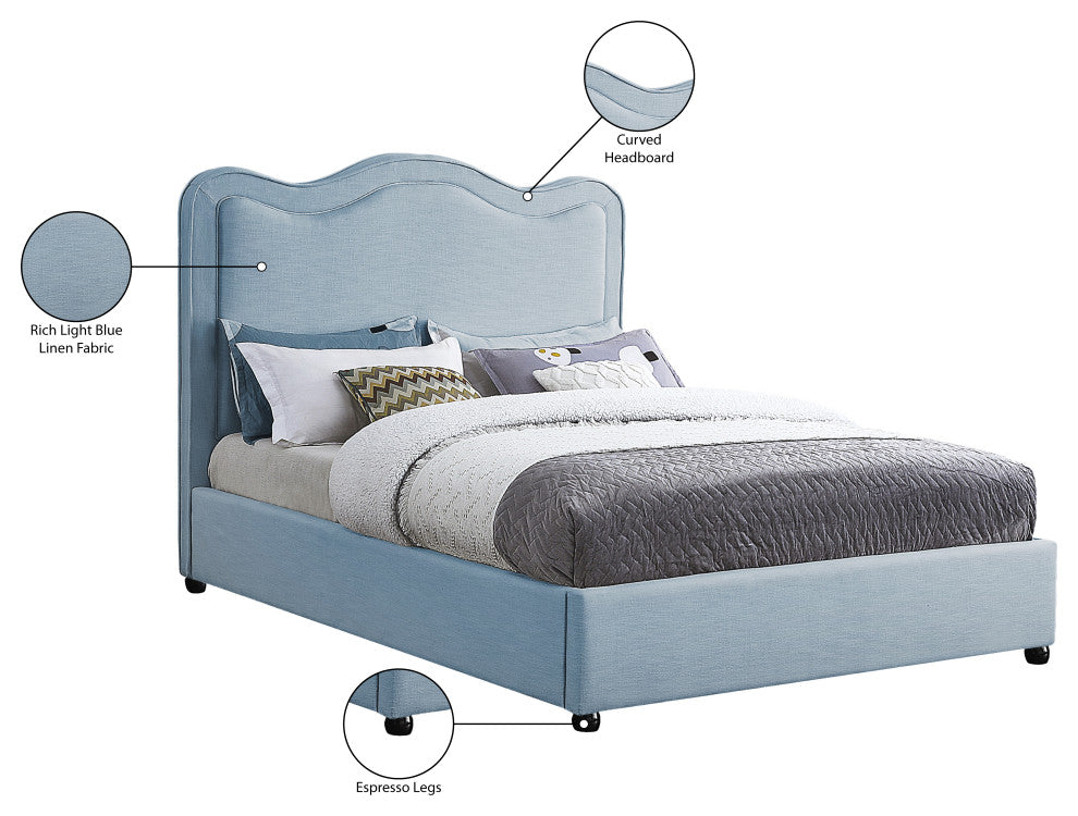 Felix Linen Upholstered Bed, Sky Blue, King