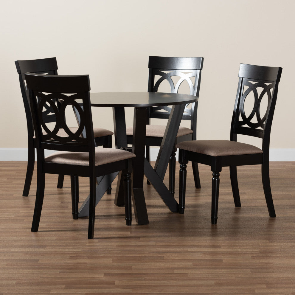 Nala 5-Piece Dining Set, Beige/Dark Brown