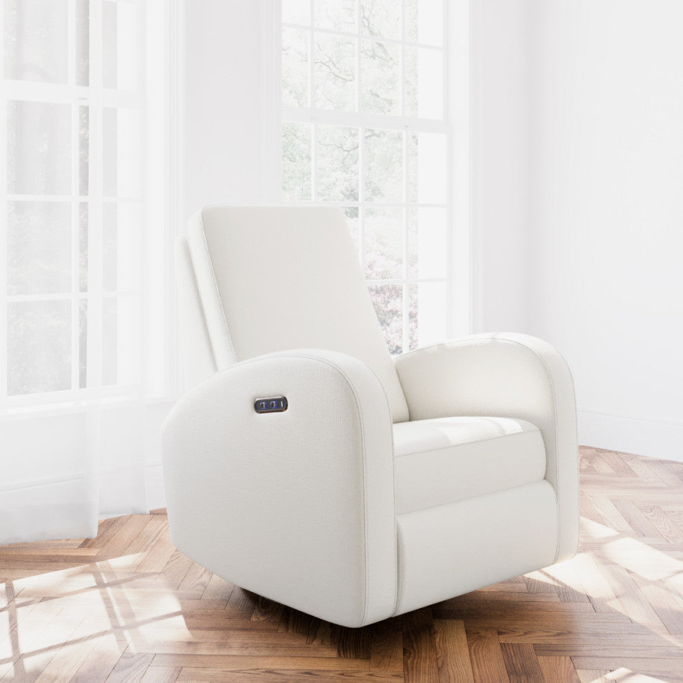Storkcraft Santa Monica Power Recliner Swivel Glider, Ivory Basketweave