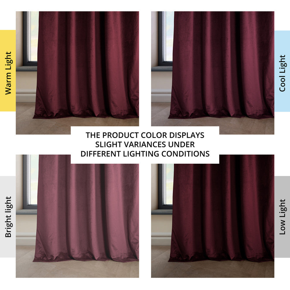 Heritage Plush Velvet Curtain Single Panel, Dark Merlot, 50"x96"