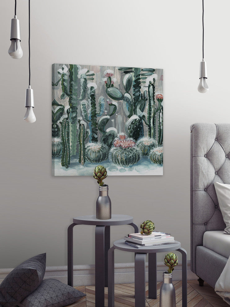 "Cactus Garden III" Painting Print on Wrapped Canvas, 18"x18"
