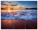 Blue Sea Waves during Sunset, Seashore Triptych Canvas Print, 36x28, 3 Panels