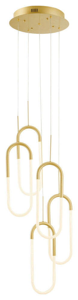 Five Clips Dimmable Integrated LED Chandelier, Sandy Gold, Smart Dimmer Included