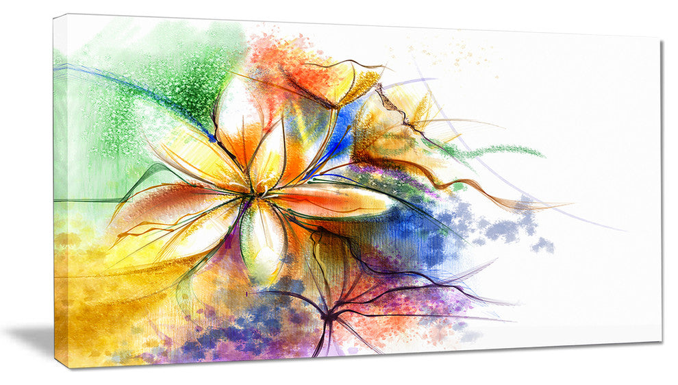 "Abstract Multi-Color Flower Fusion" Flower Wall Art", 32"x16"