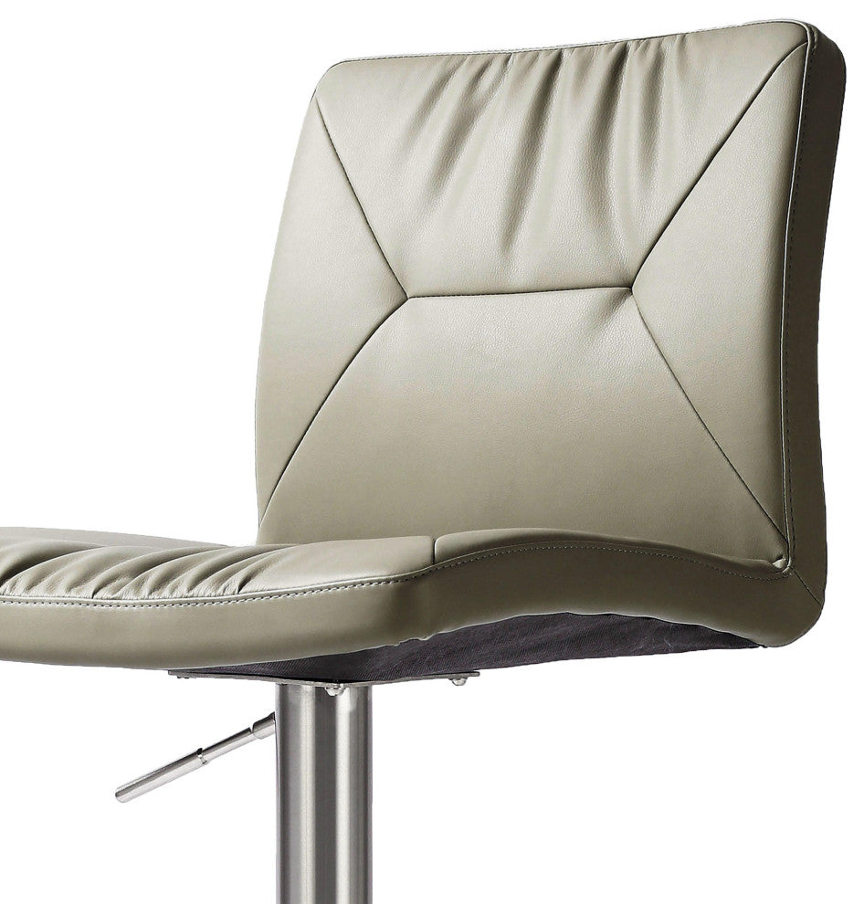 Paddy Light Gray Vegan Leather on Silver Adjustable Stool
