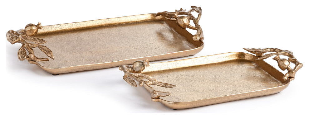 Pomegranate Branch Decorative Trays, Set of 2