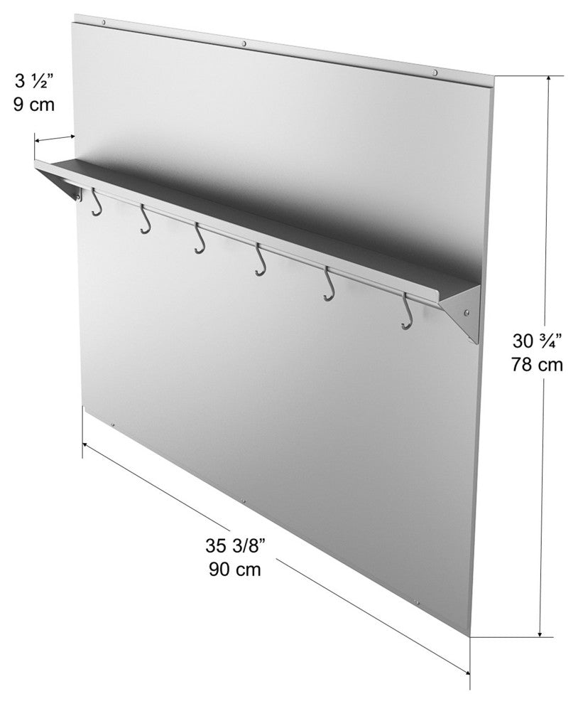 Ancona 36" Stainless Steel Backsplash with Shelf and Rack