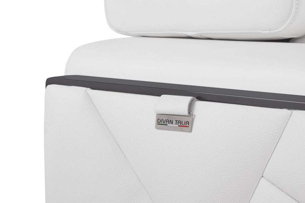 Trento Genuine Italian Leather Modern Sofa White