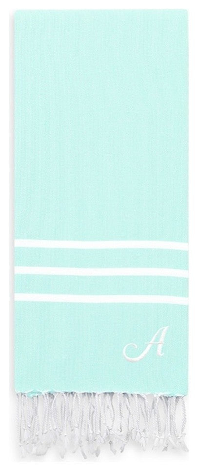 Linum Home Alara Turkish Pestemal Beach Towel, Soft Aqua, C