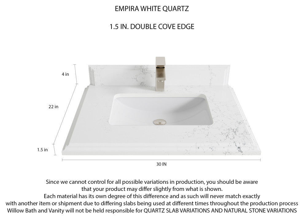 Malibu Mango 30 Single Sink Bath Vanity in Natural 1.5" Empira Quartz