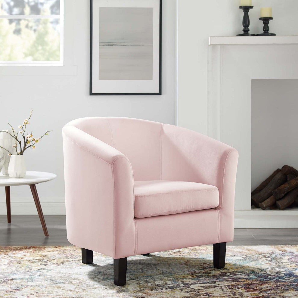 Armchair Accent Chair, Velvet, Pink, Modern, Living Lounge Hotel Hospitality