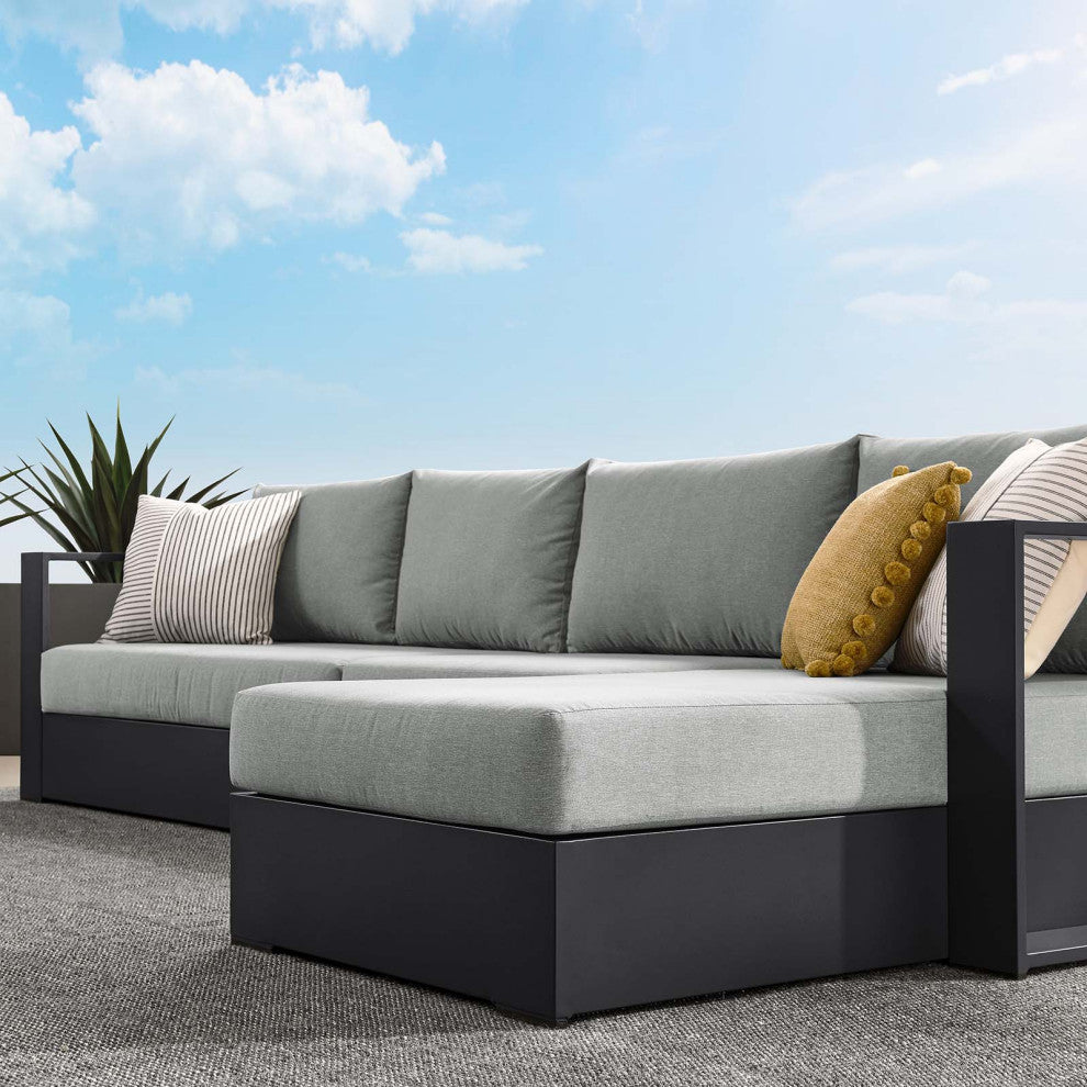 Tahoe Outdoor Patio Powder-Coated Aluminum 3-Piece Right-Facing Chaise Sectional