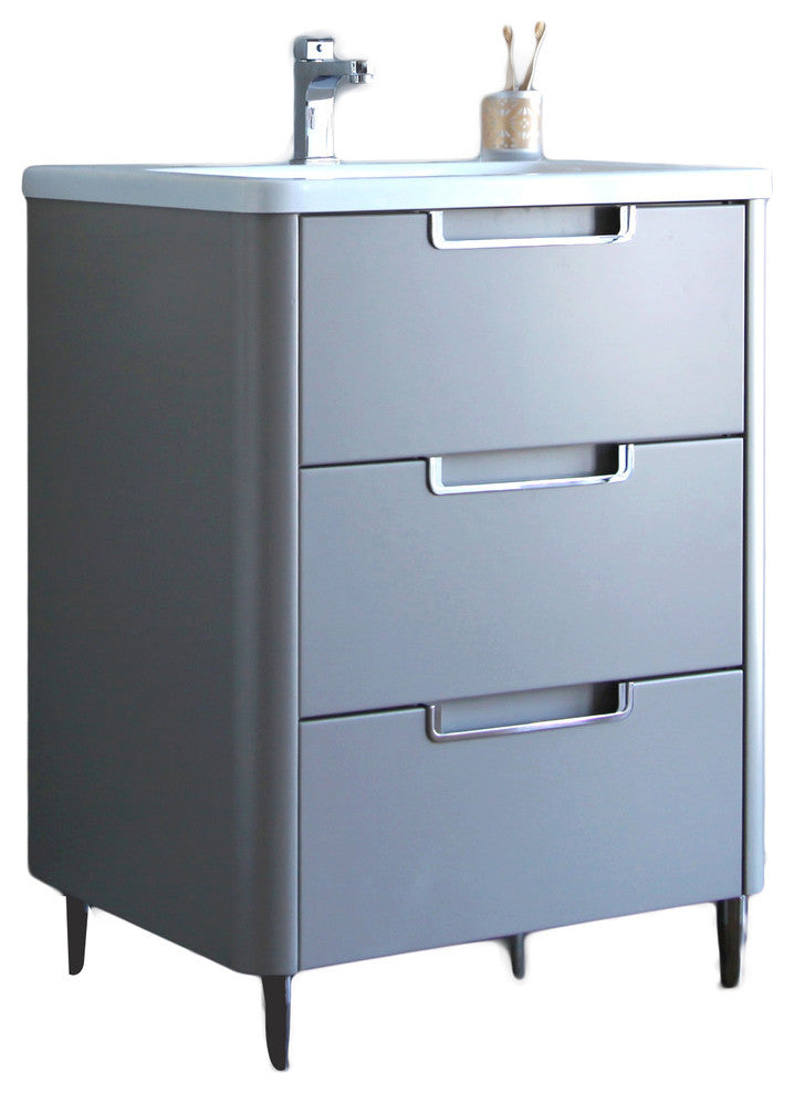 Marbella 26 in. Vanity in Fossil Gray and White Integrated Acrylic Countertop