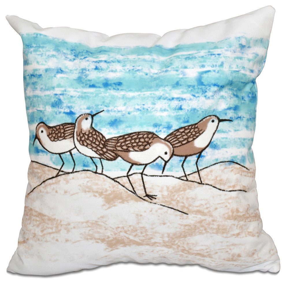 Sandpipers, Animal Print Pillow, Taupe And Beige, 26"x26"