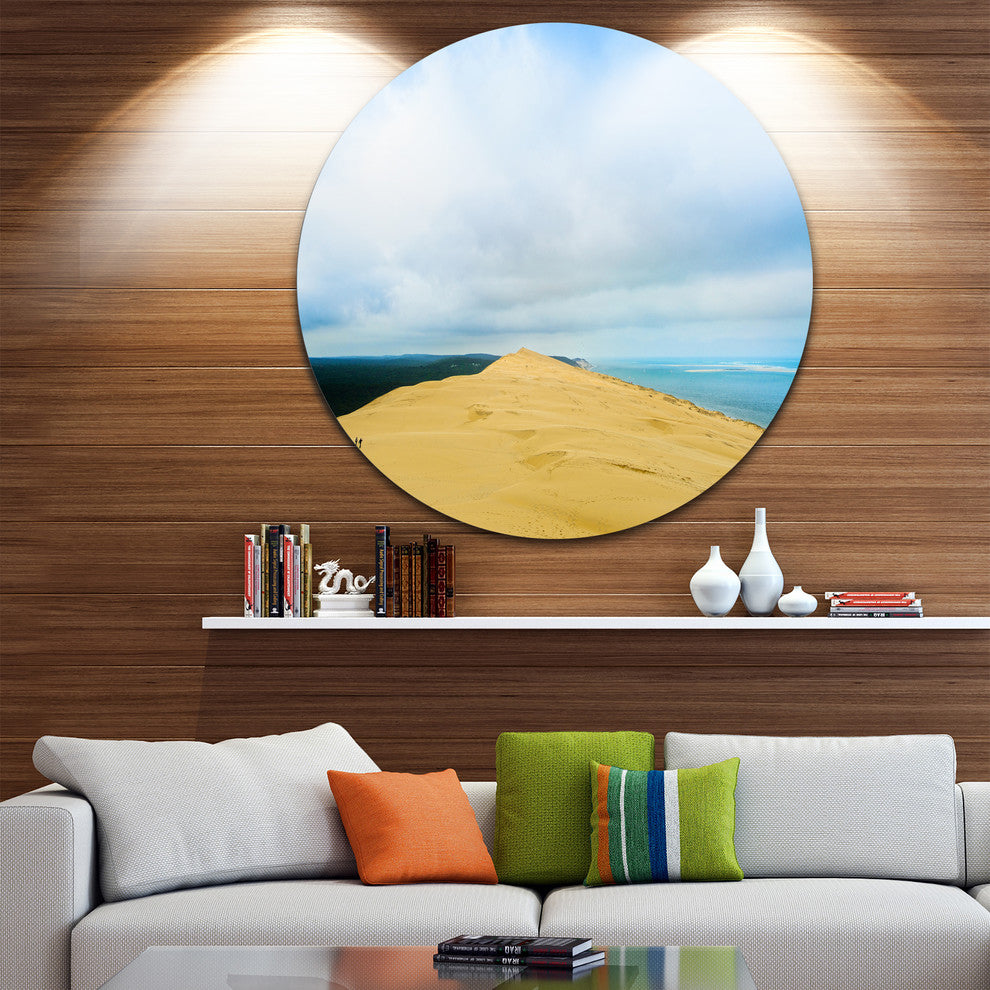 Cala Violina Bay Beach Tuscany, Landscape Large Disc Metal Artwork, 23"