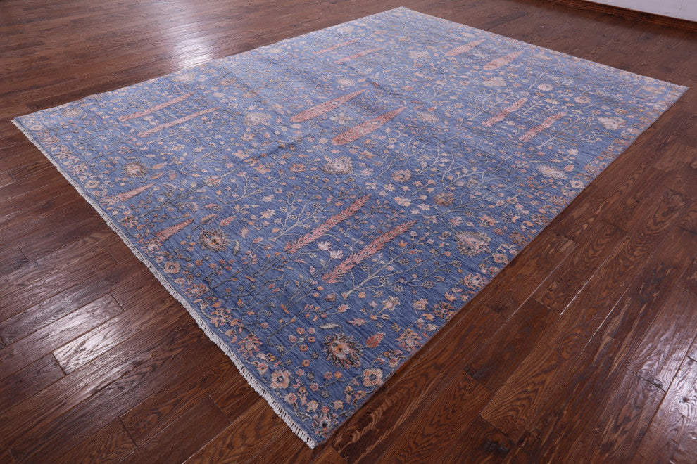8' 11" X 11' 11" Persian Hand Knotted Ziegler Wool and Silk Rug Q6270