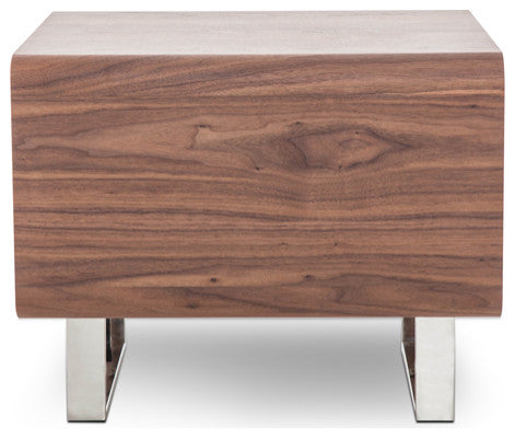 HomeRoots 19" Walnut Veneer and Steel End Table