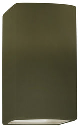 Ambiance Small Rectangle Wall Sconce, Closed Top, Matte Green, Standard