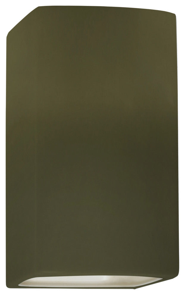 Ambiance Small Rectangle Wall Sconce, Closed Top, Matte Green, Standard