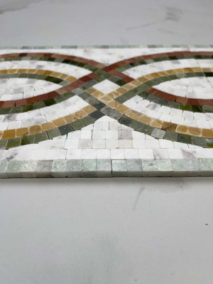 Rainbow Colorful 7.9x15 Marble Mosaic Border Listello Tile Polished, 1 piece