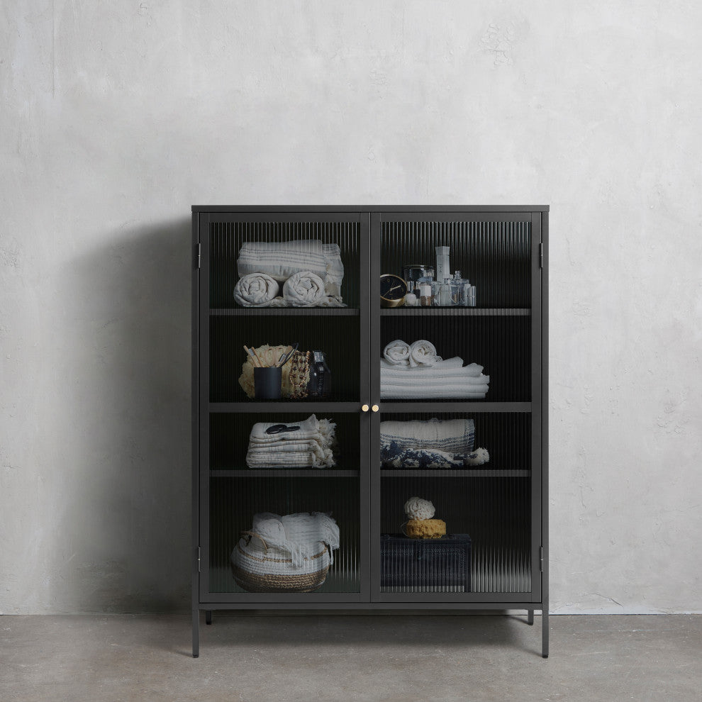 Metal & Glass 55" Display Cabinet, Black