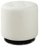 Round Leatherette Upholstered Ottoman, White