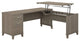 Unique Desk, L-Shaped Design With Rectangular Top and Lift Desktop, Ash Grey