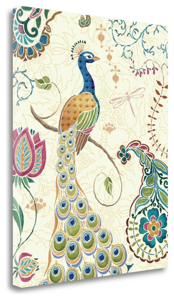 "Peacock Fantasy II" By Daphne Brissonnet, Giclee Print on Gallery Wrap Canvas