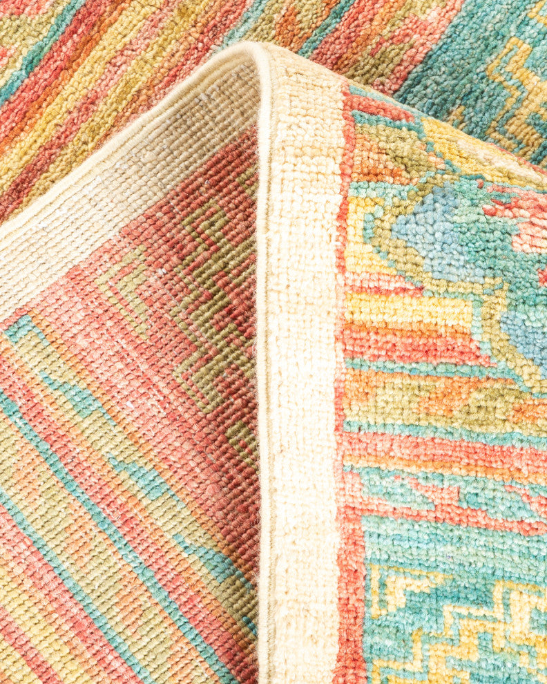 Eclectic, One-of-a-Kind Hand-Knotted Area Rug Green, 4'4"x9'10"