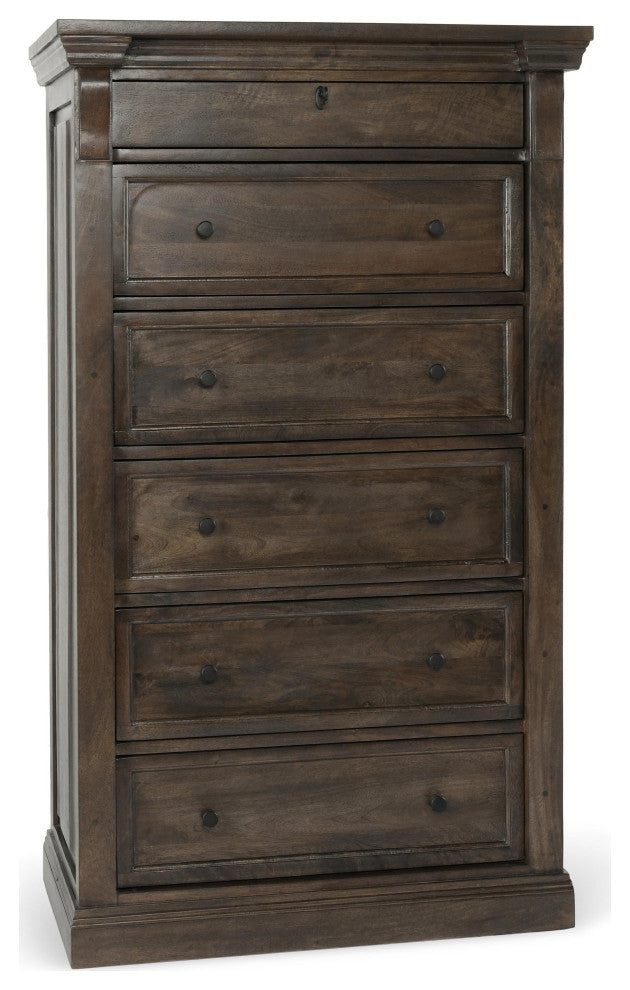 Kosas Home Adelaide Six-Drawer Mango Wood Chest Dresser, Cocoa Brown