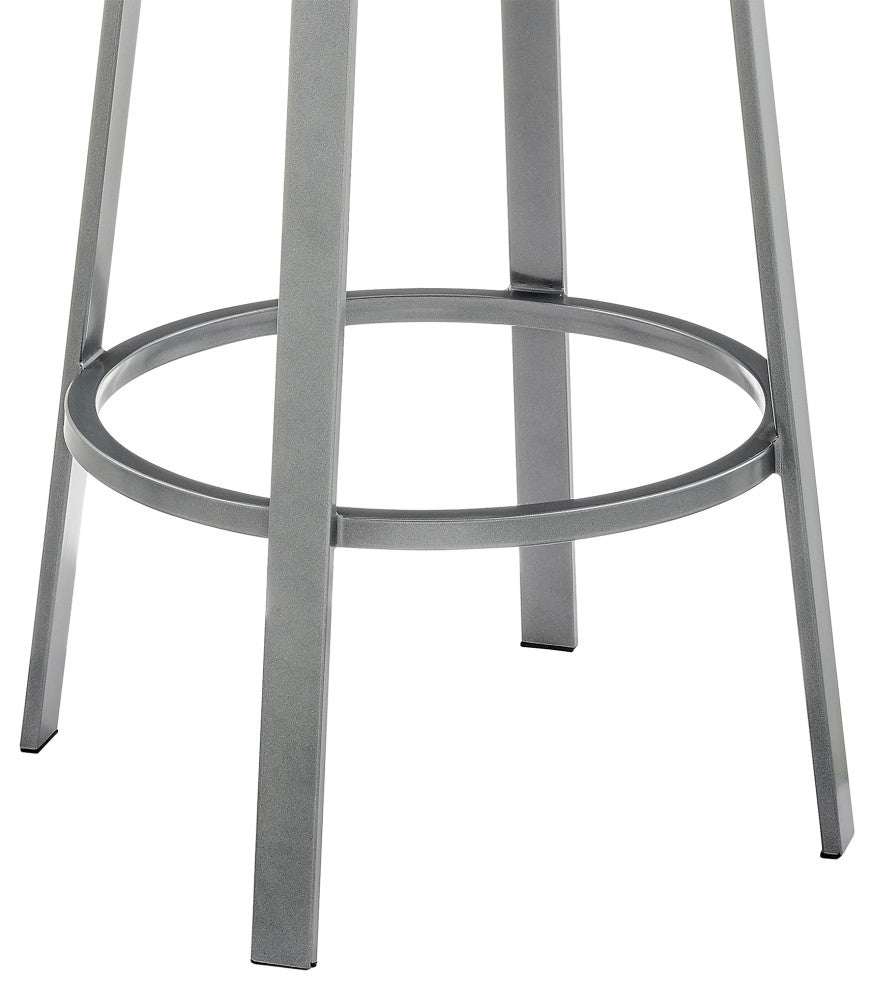 Neura Swivel Stool in Cloud Finish With White Faux Leather, 30"