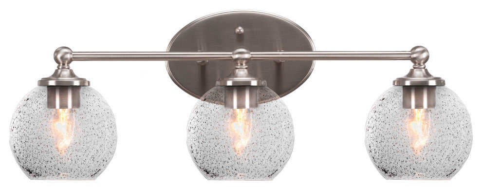 Capri 3-Light Bath Bar, Brushed Nickel/Smoke Bubble