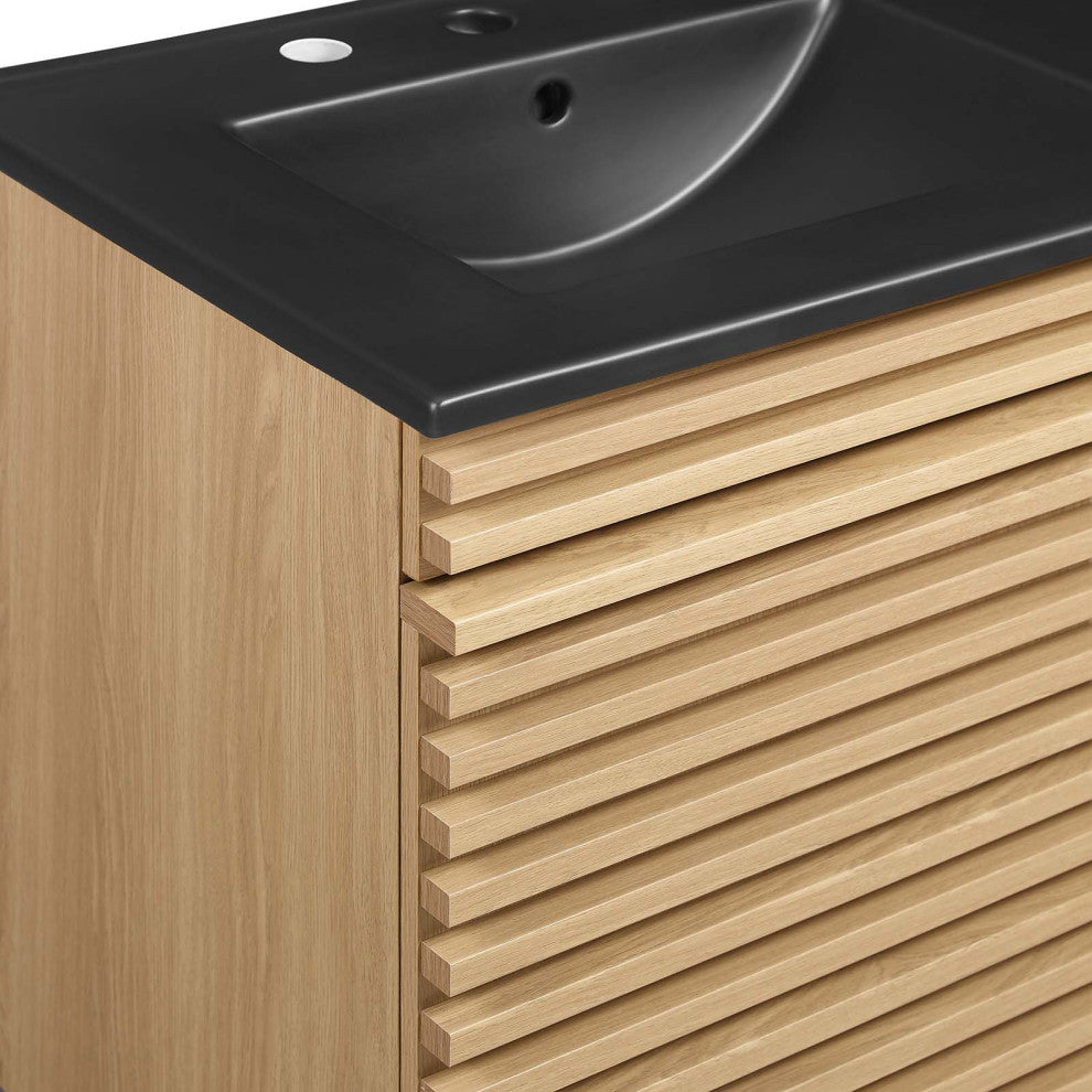 Render 48" Wall-Mount Bathroom Vanity, Oak Black
