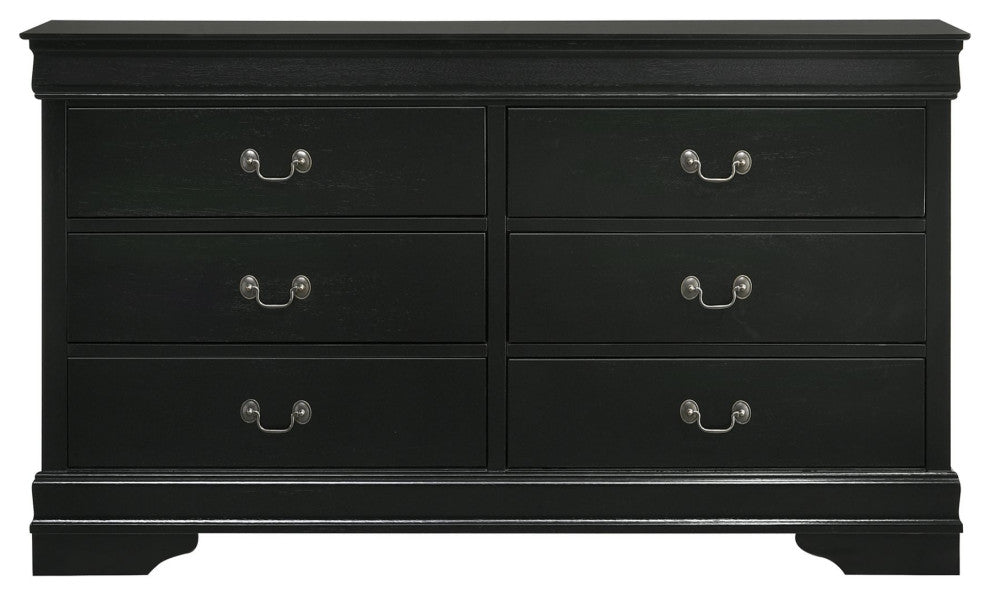 Louis Philippe 6 Drawer Dresser, Black