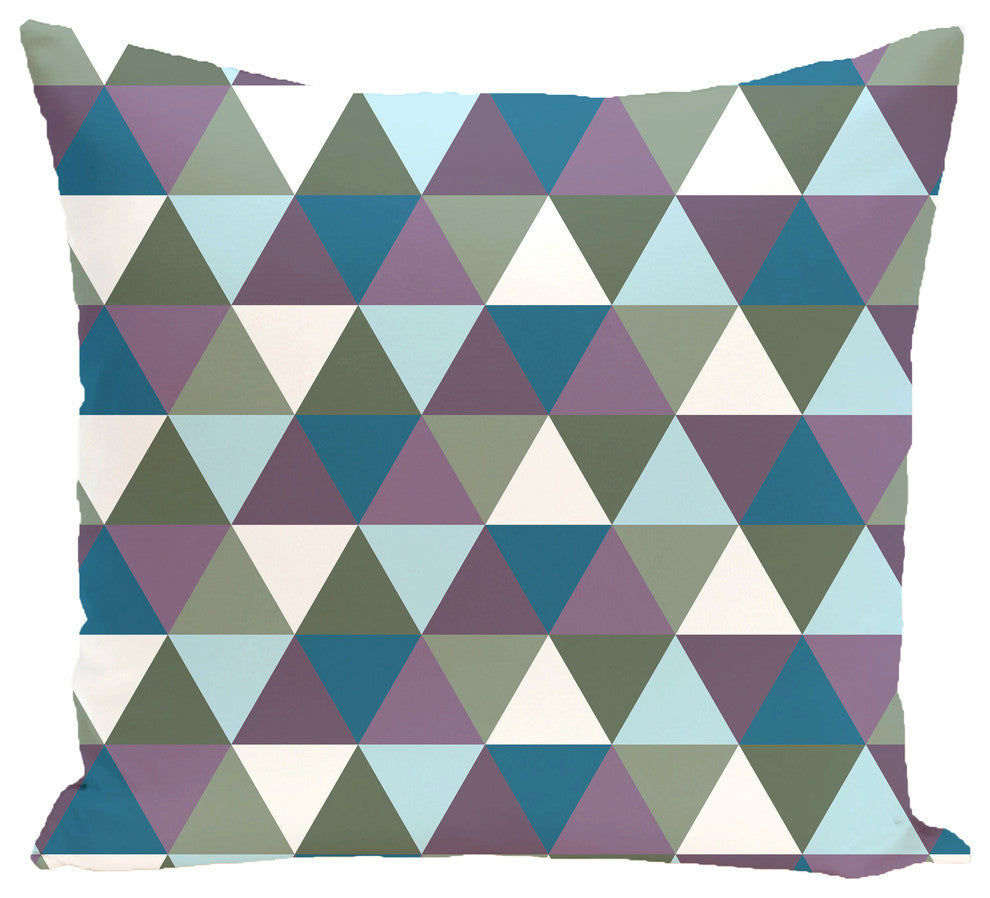 Triangles! Geometric Print Pillow, Larkspur, 16"x16"