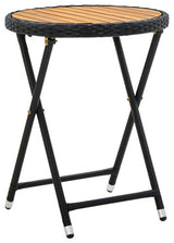 vidaXL Bistro Table Folding Outdoor Side Table Solid Acacia Wood PE Rattan